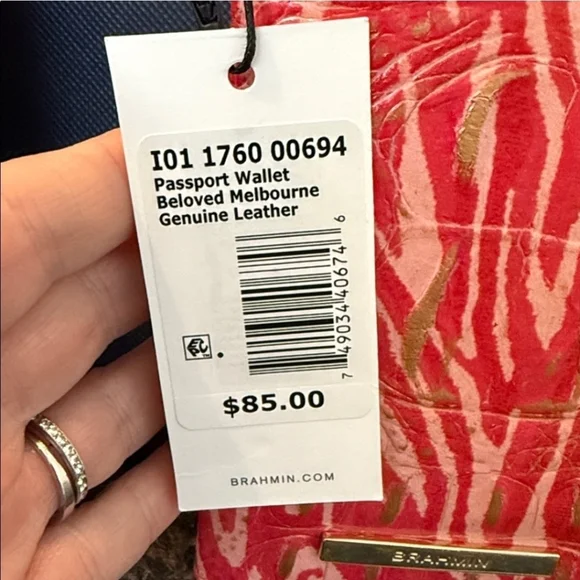 ❤🔹️Brahmin 🔹️Coral LoreleiBeloved Melbourne Croc Embossed Bag + Passport Set